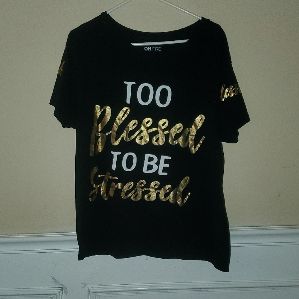 On Fire Black Tee with Gold Script